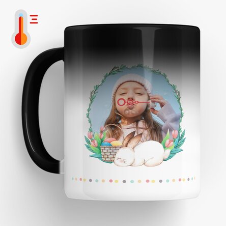 Cană termosensibilă personalizată cu nume și poză - Din partea iepurașului