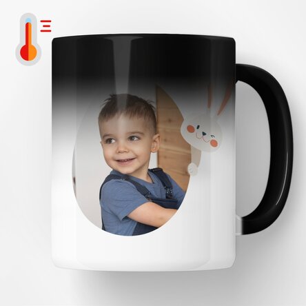 Cană termosensibilă personalizată cu nume și poză - Iepurilă