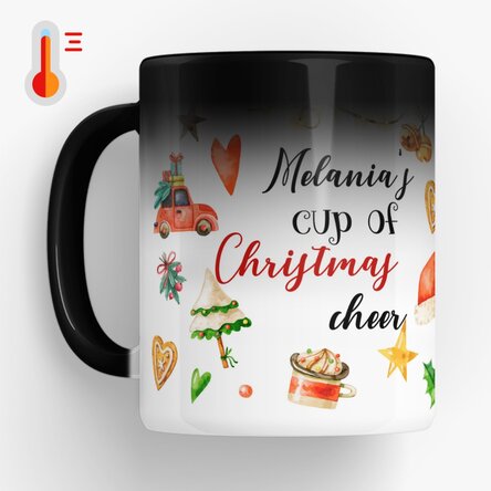 Cană termosensibilă personalizată cu numele tău - Christmas Cheer 