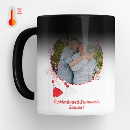 Cană termosensibilă personalizată cu o poză și text - Mărțișor