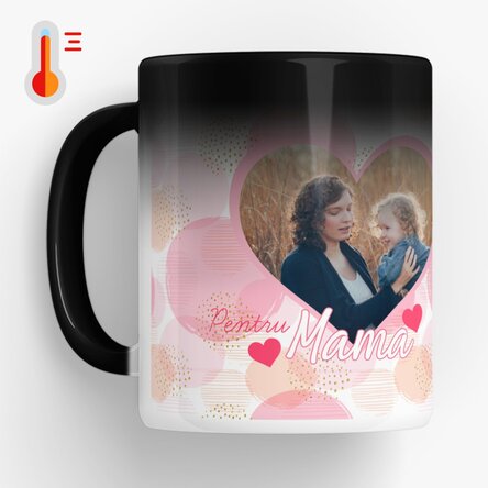 Cană termosensibilă personalizată cu o poză și text - Pentru mama