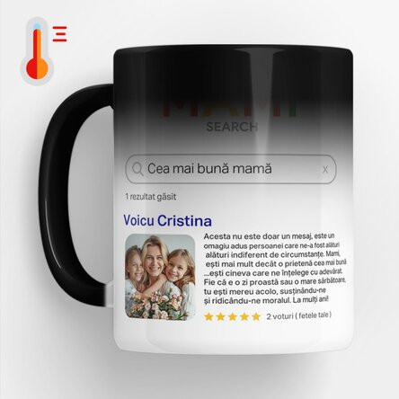 Cană termosensibilă personalizată cu o poză și text - Search