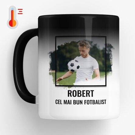 Cană termosensibilă personalizată cu poză și text - FOTBAL 