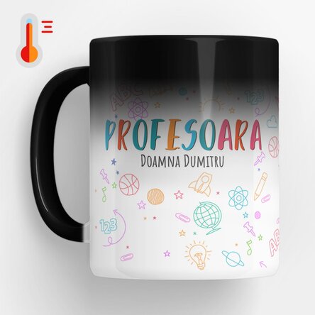 Cană termosensibilă personalizată cu text - Cana Profesorului