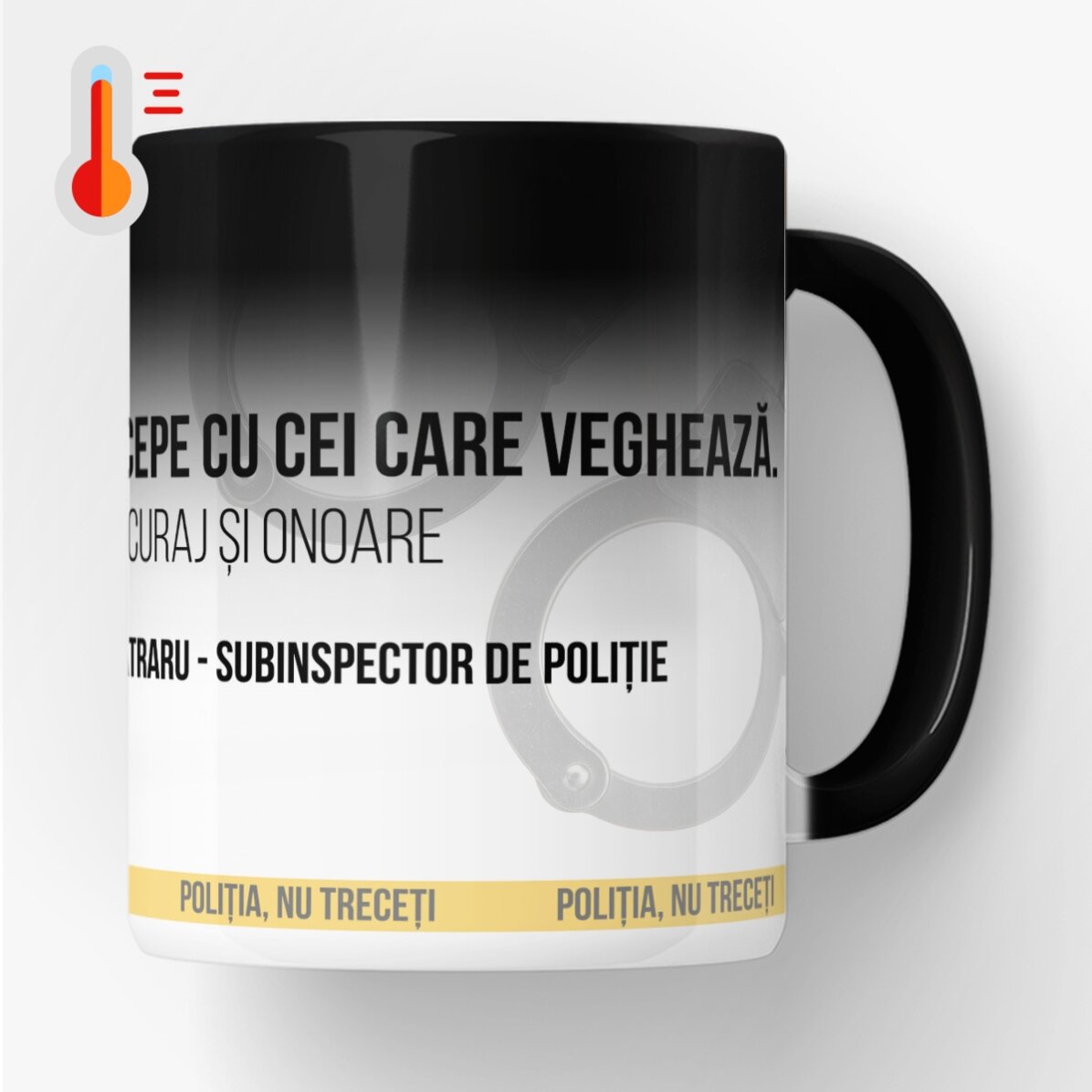 Cană termosensibilă personalizată cu text - Cel mai bun polițist