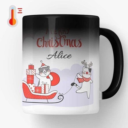 Cană termosensibilă personalizată cu text - Happy cats