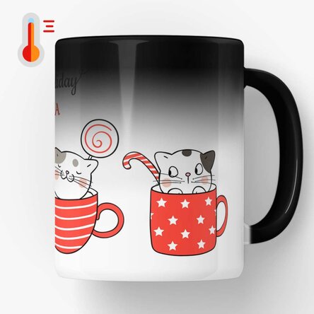 Cană termosensibilă personalizată cu text - Happy Holidays