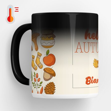 Cană termosensibilă personalizată cu text - Hello Autumn
