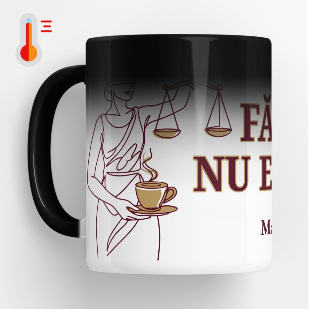 Cană termosensibilă personalizată cu text pentru avocați
