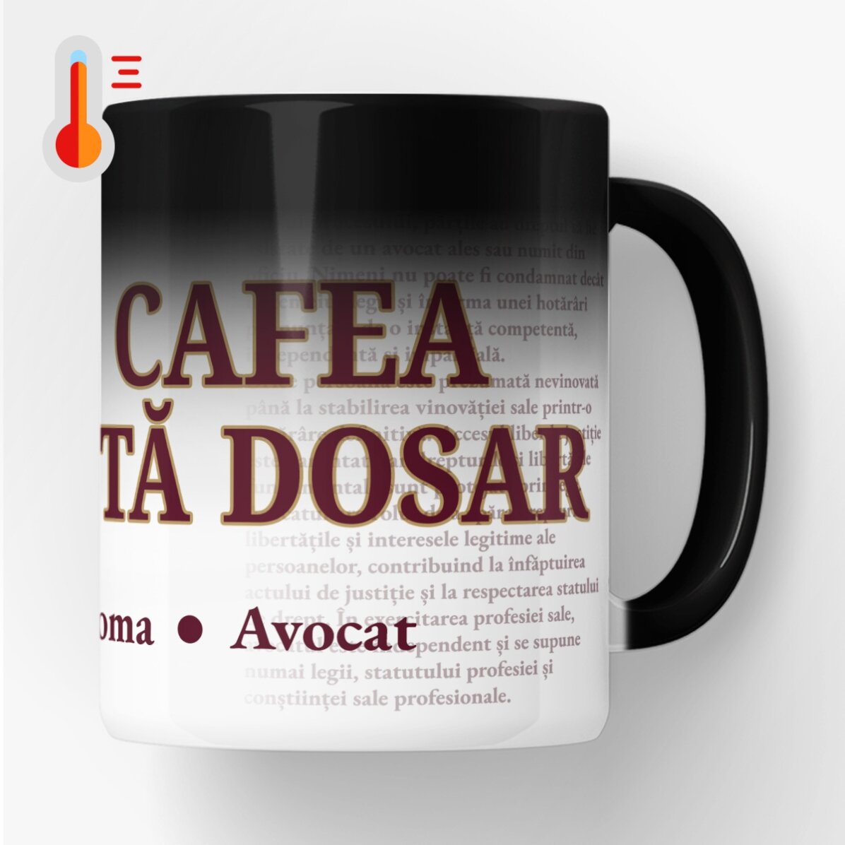 Cană termosensibilă personalizată cu text pentru avocați