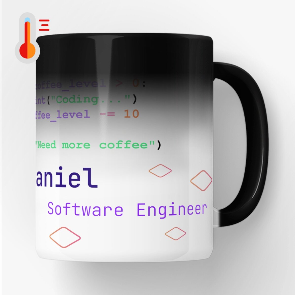 Cană termosensibilă personalizată cu text - Programming