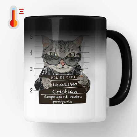 Cană termosensibilă personalizată cu text - Pufoșenie