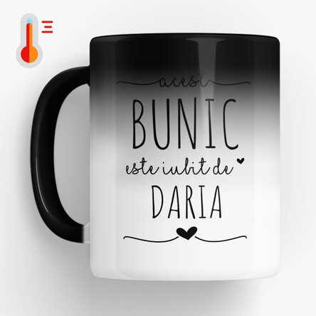 Cană termosensibilă personalizată cu text și poză - Bunicul iubit 
