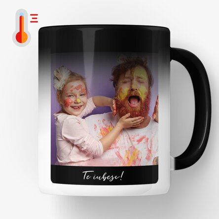 Cană termosensibilă personalizată cu text și poză - Eroul meu 