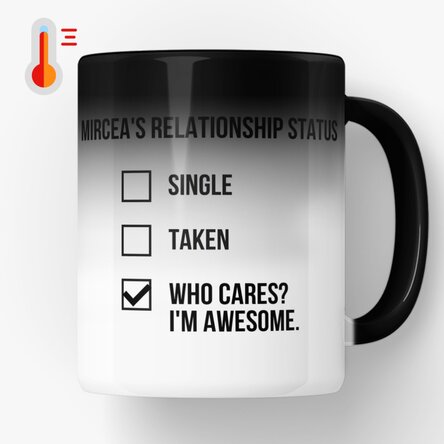 Cană termosensibilă personalizată cu text - Single