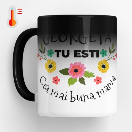 Cană termosensibilă personalizată cu text - Spring flowers