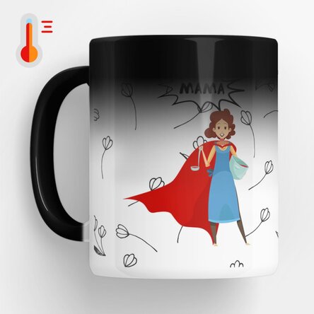 Cană termosensibilă personalizată cu text - Super Mama 