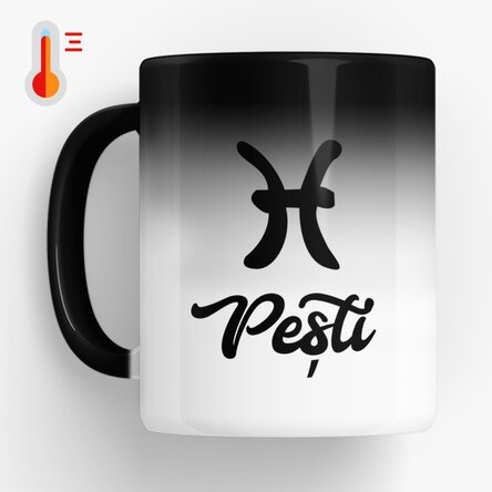 Cană termosensibilă zodiac personalizată cu text - Pești 