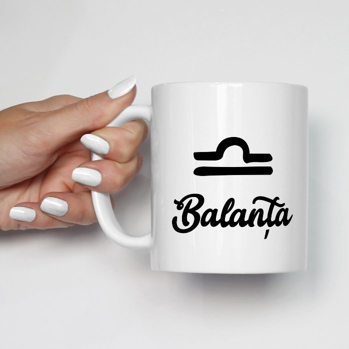 Cană zodiac personalizată cu poză și text - Balanță