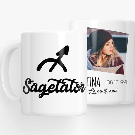 Cană zodiac personalizată cu poză și text - Săgetător