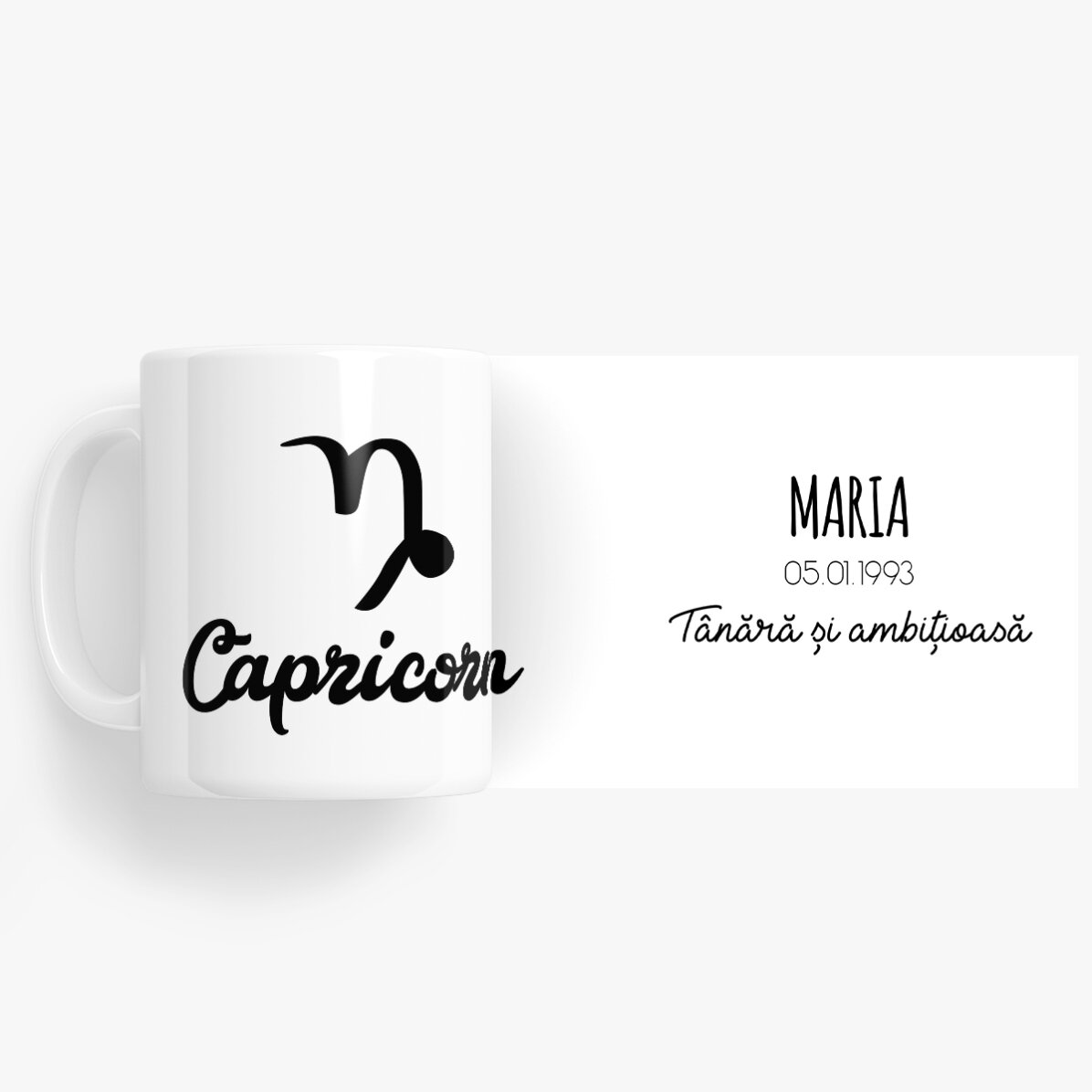 Cană zodiac personalizată cu text - Capricorn