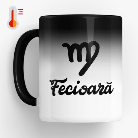 Cană termosensibilă zodiac personalizată cu text - Fecioară