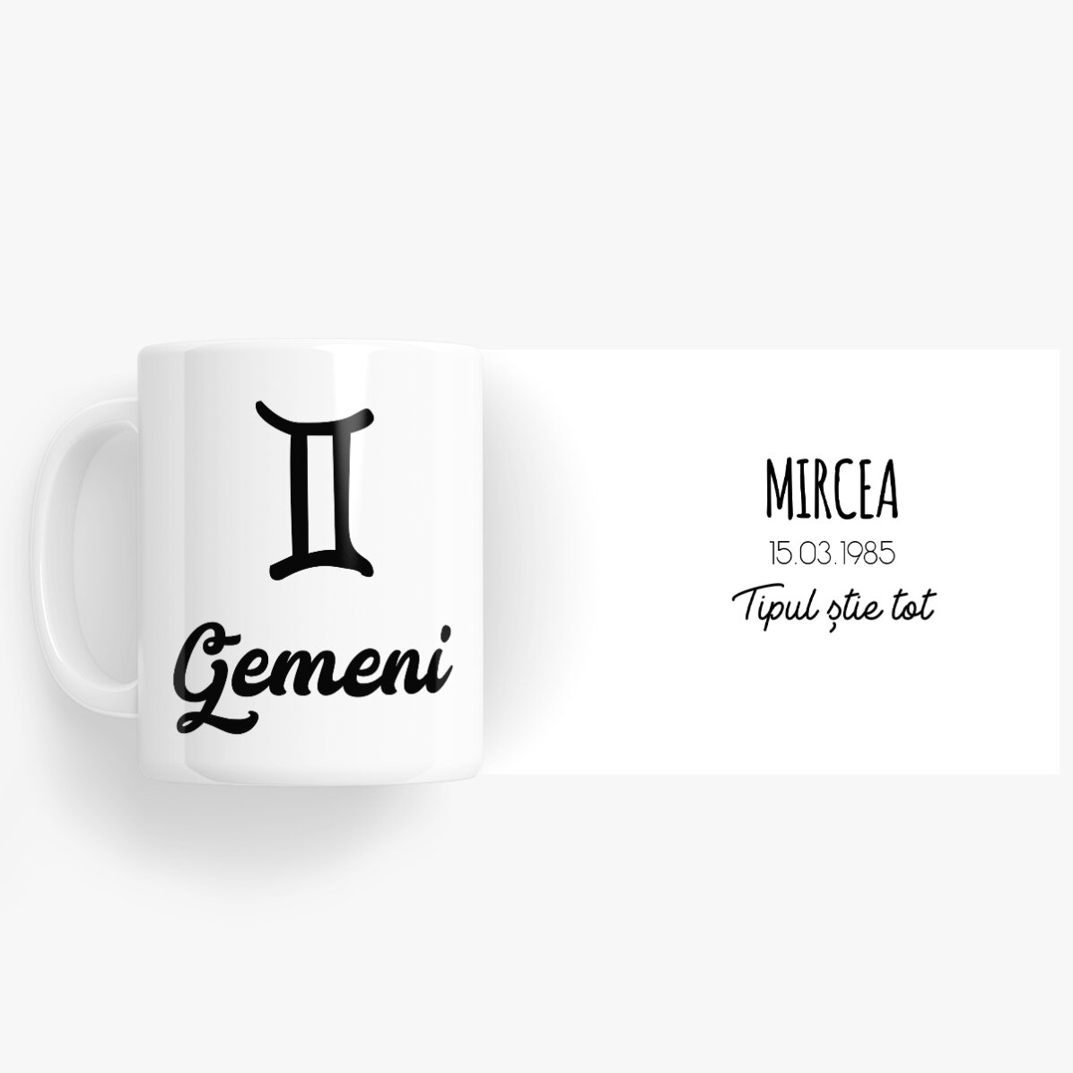 Cană zodiac personalizată cu text - Gemeni