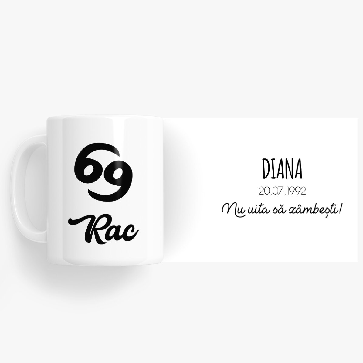 Cană zodiac personalizată cu text - Rac