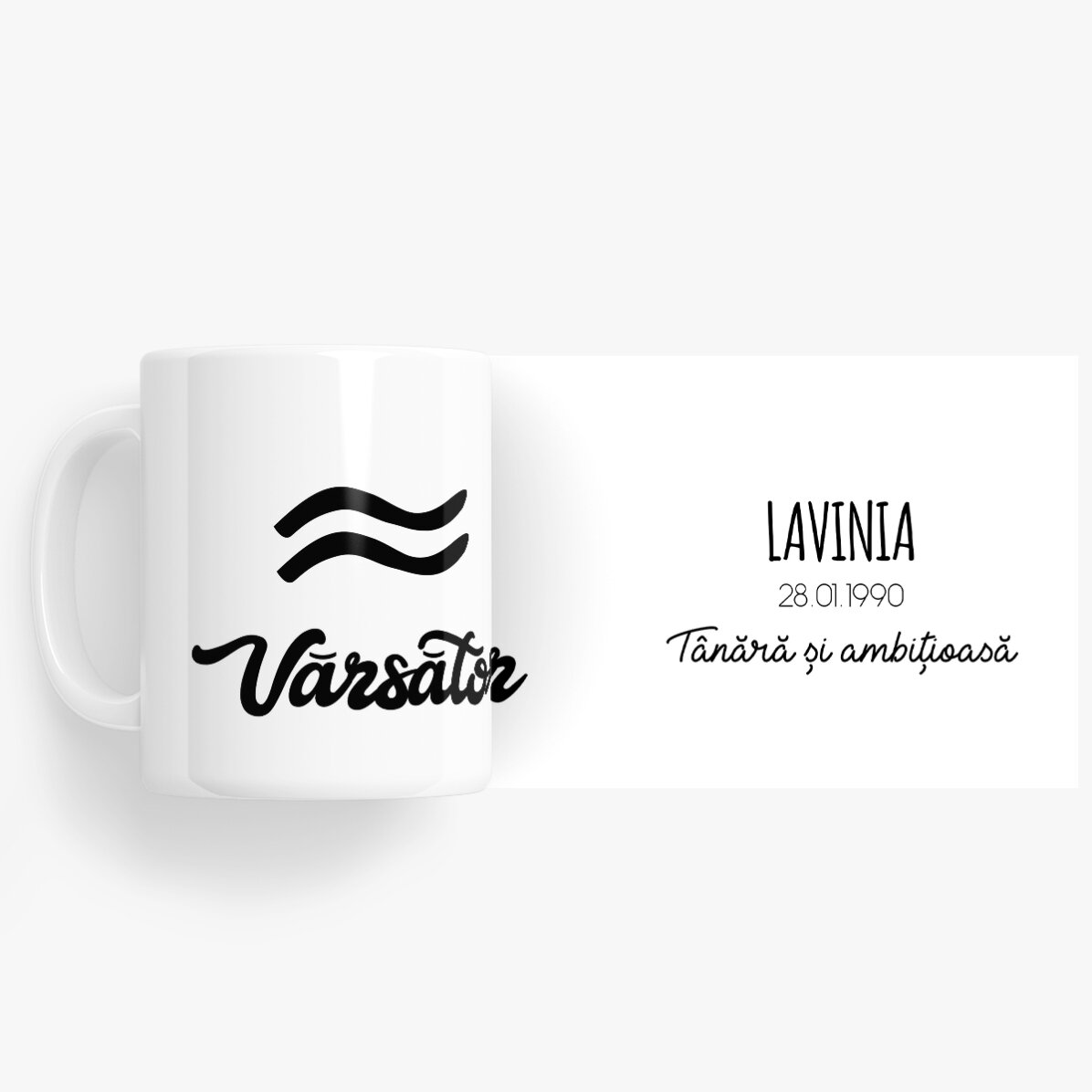 Cană zodiac personalizată cu text - Vărsător