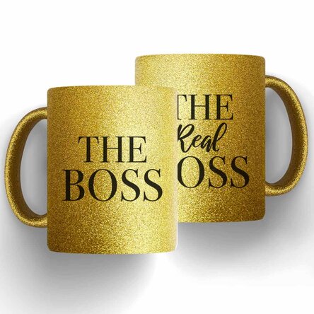 Cani pentru cuplu personalizate cu mesaj - The Boss & The Real Boss