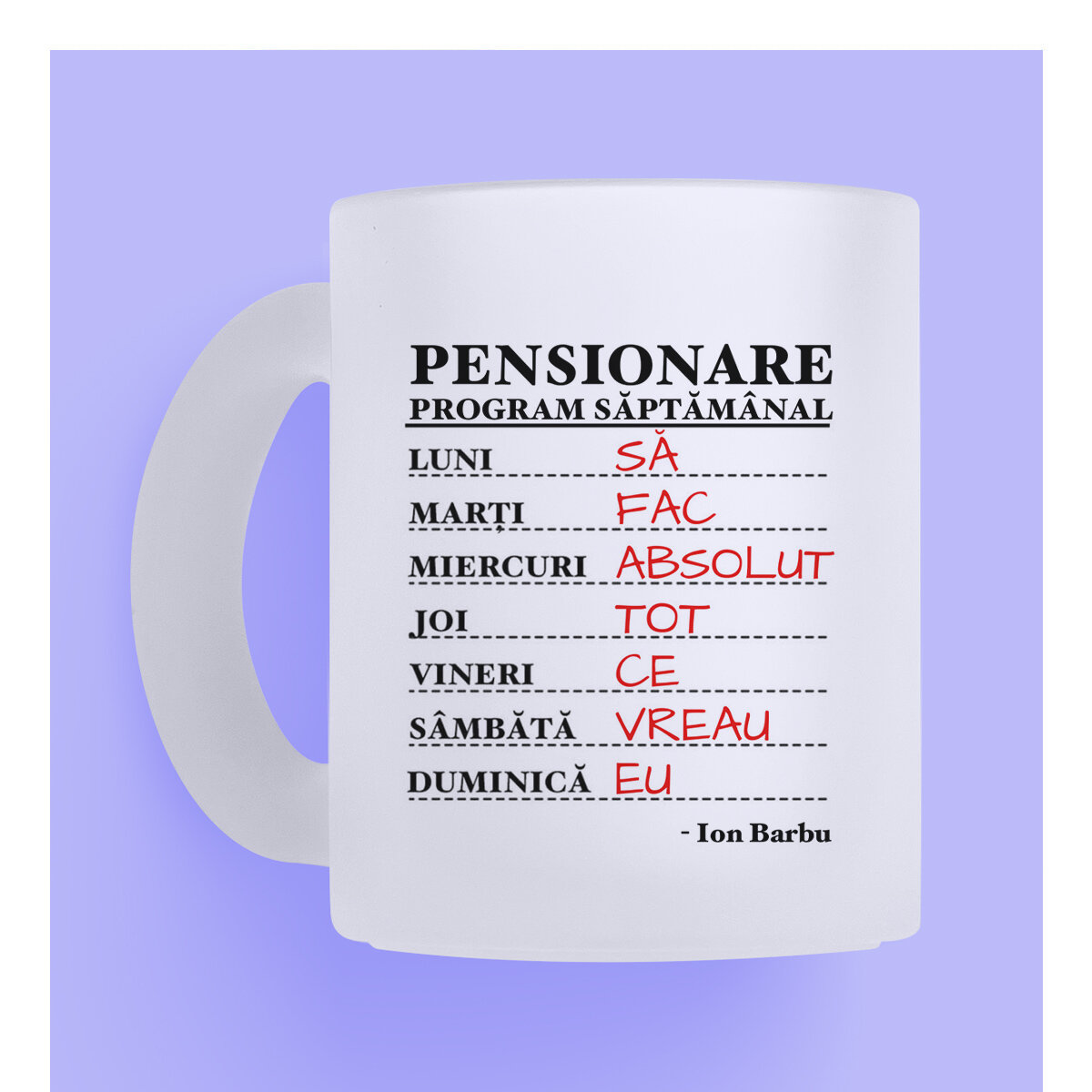 Căni sticlă mată personalizate