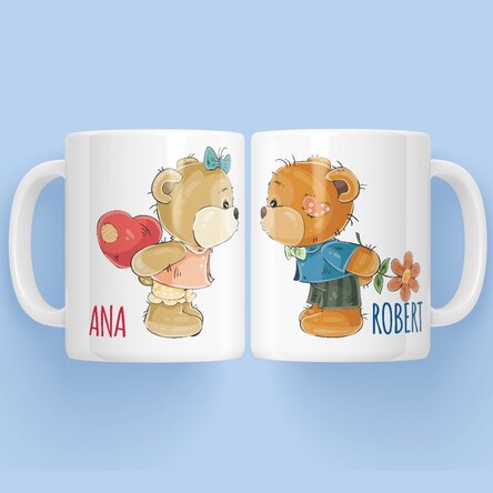 Cani pentru cuplu cu text - model ursuleti