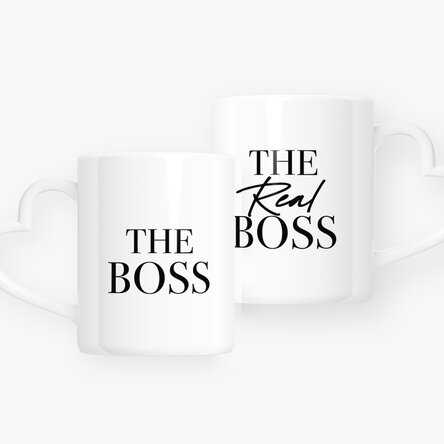 Cani pentru cuplu personalizate cu text  - The Boss & The Real Boss