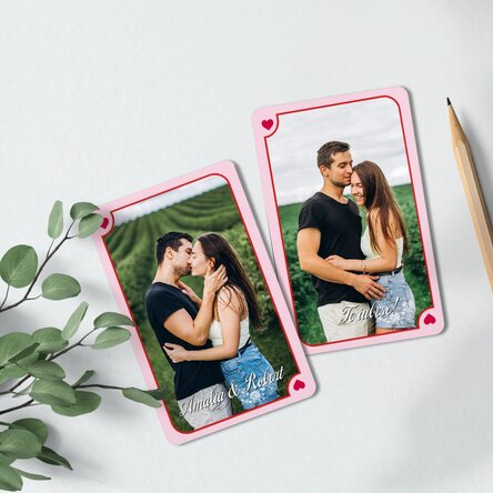 Card aluminiu personalizat față-verso cu 2 poze și text - Love