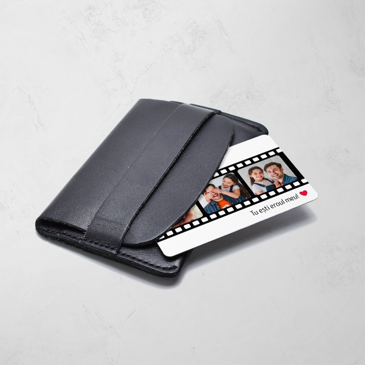 Card aluminiu personalizat față-verso cu 3 fotografii și mesaj
