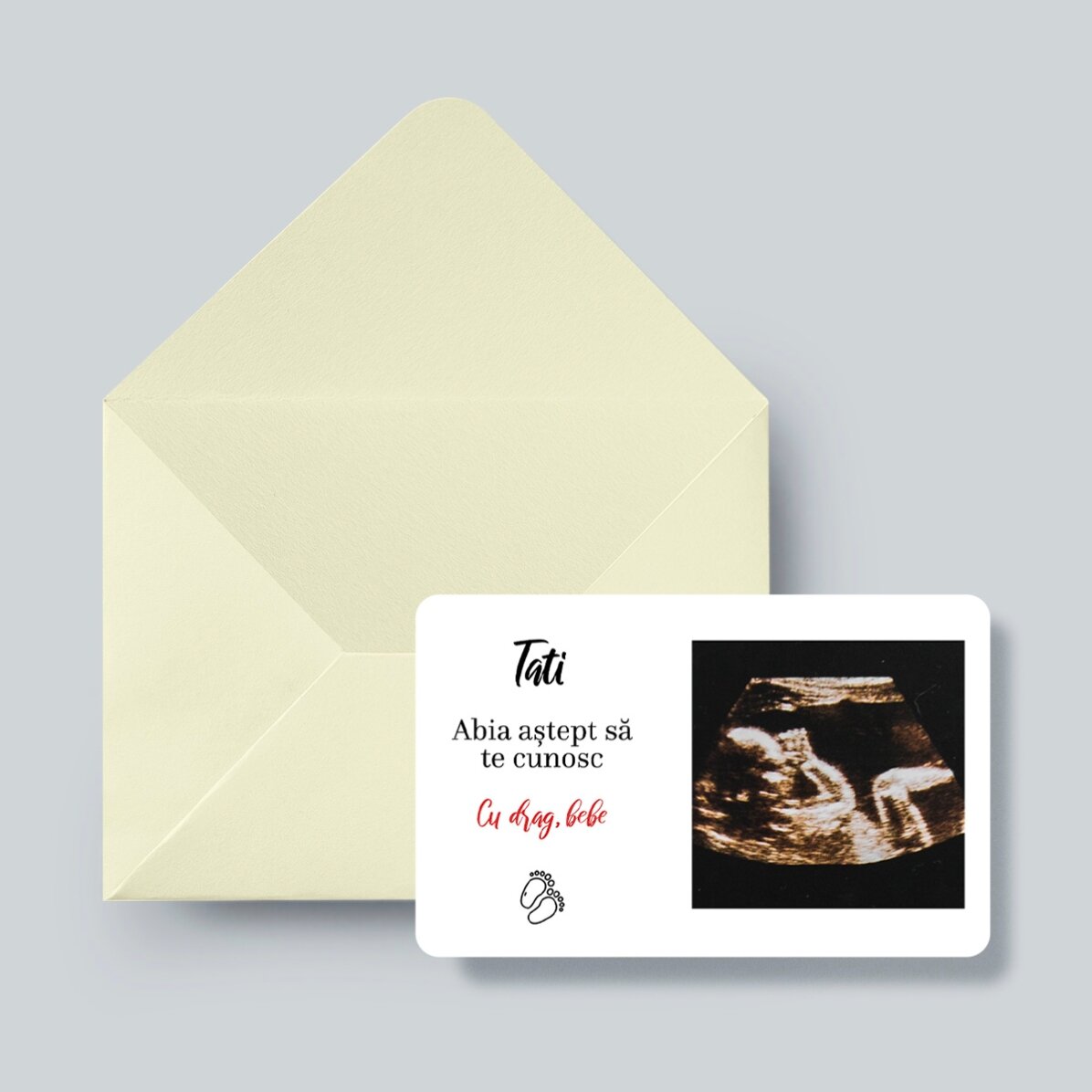 Card aluminiu personalizat față-verso cu 4 poze și text