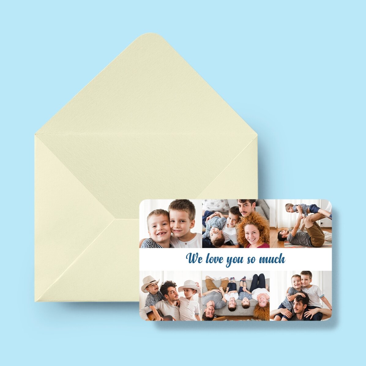 Card aluminiu personalizat față-verso cu 6 fotografii și mesaj