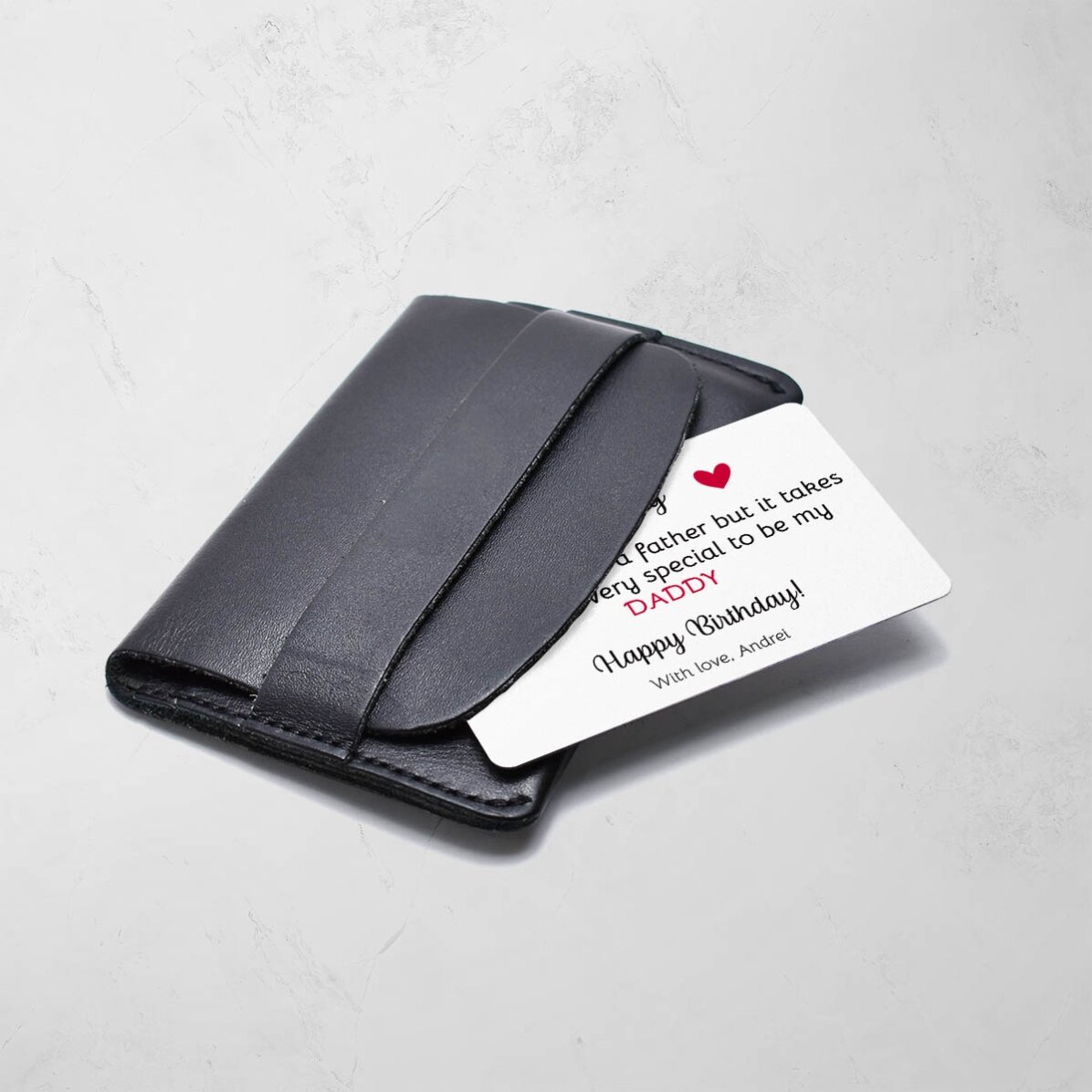 Card aluminiu personalizat față-verso cu 6 poze și text