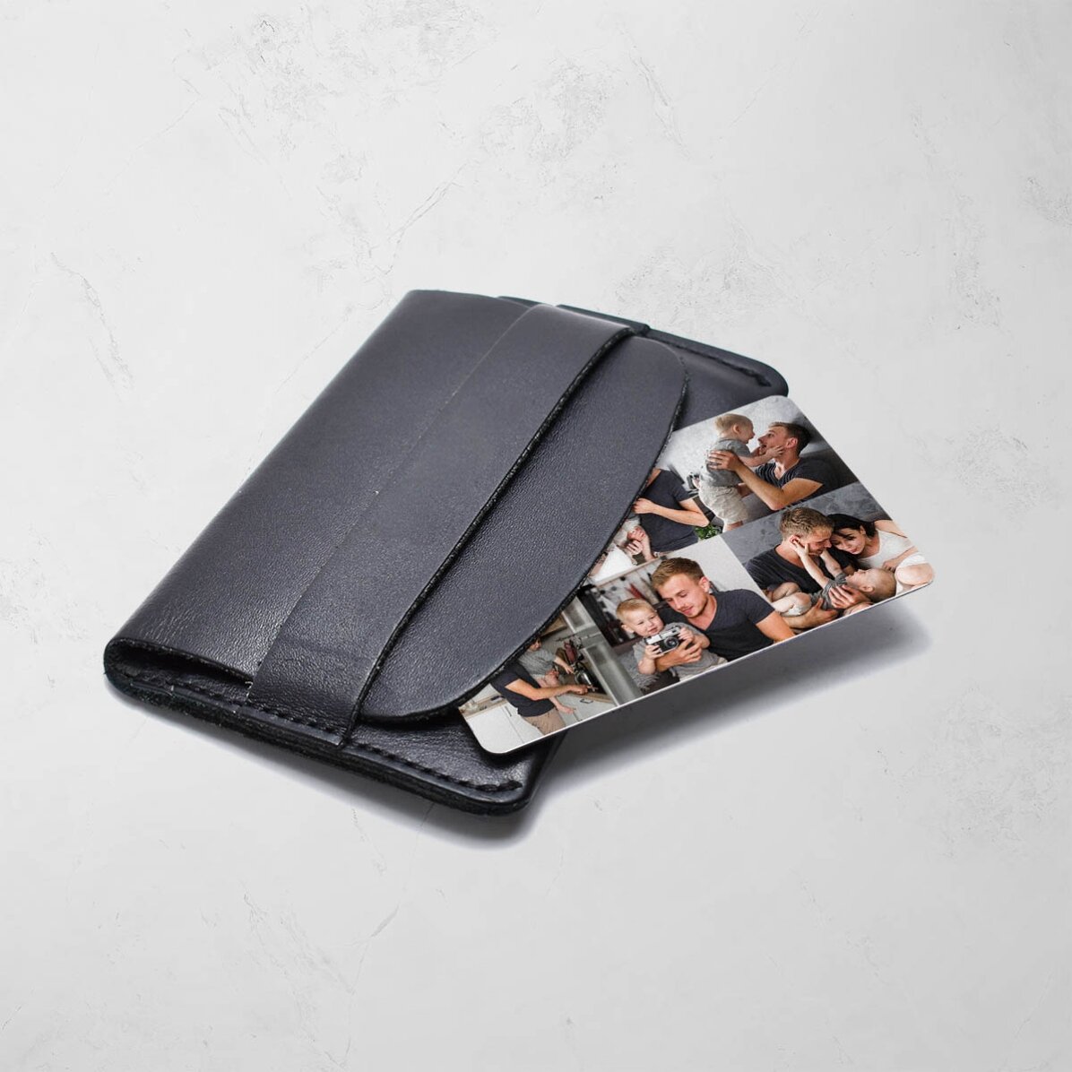 Card aluminiu personalizat față-verso cu 6 poze și text