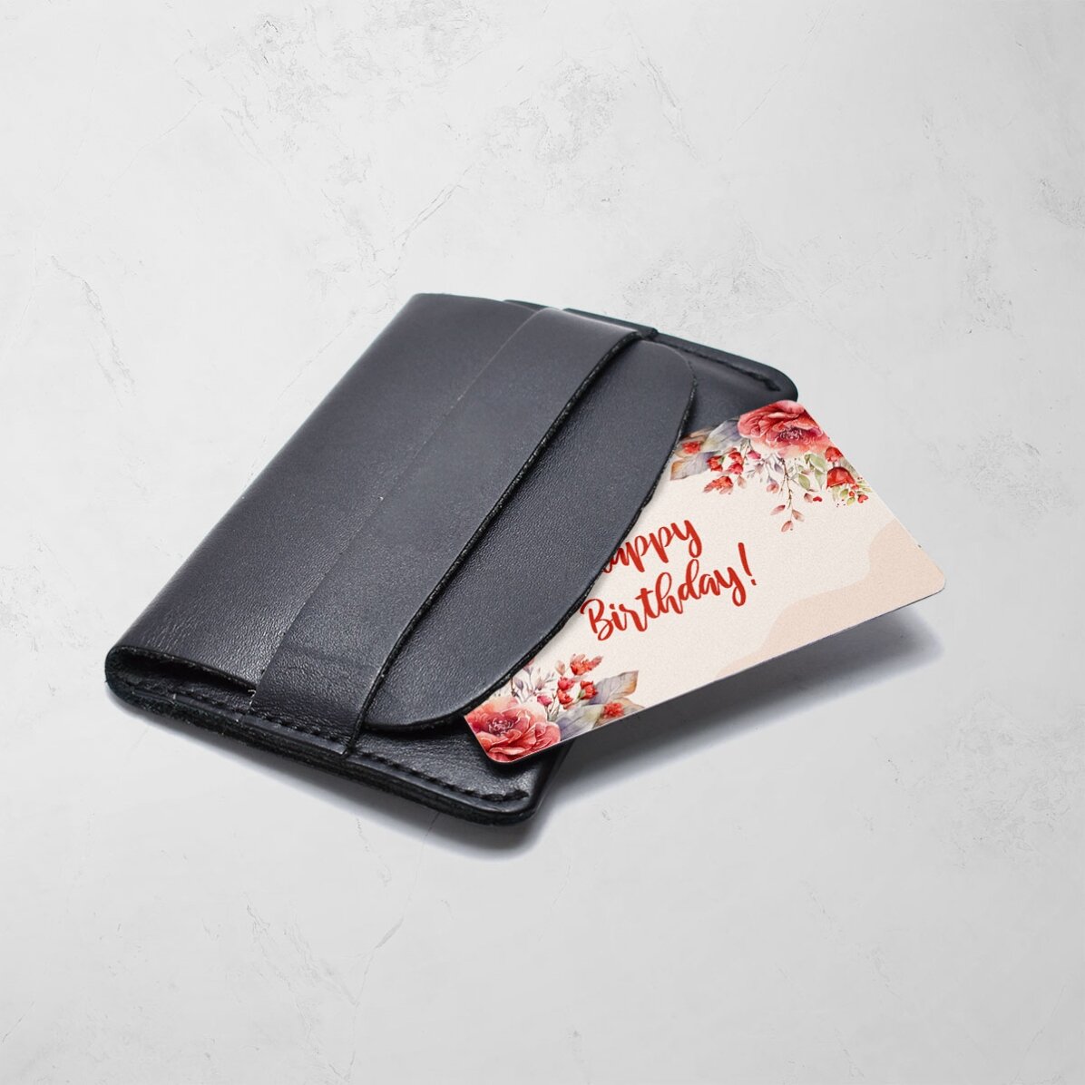 Card aluminiu personalizat față-verso cu mesaj - Happy Birthday!