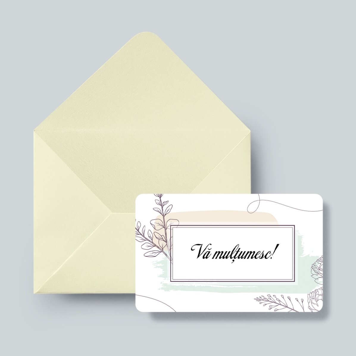 Card aluminiu personalizat față-verso cu mesaj - Mulțumire