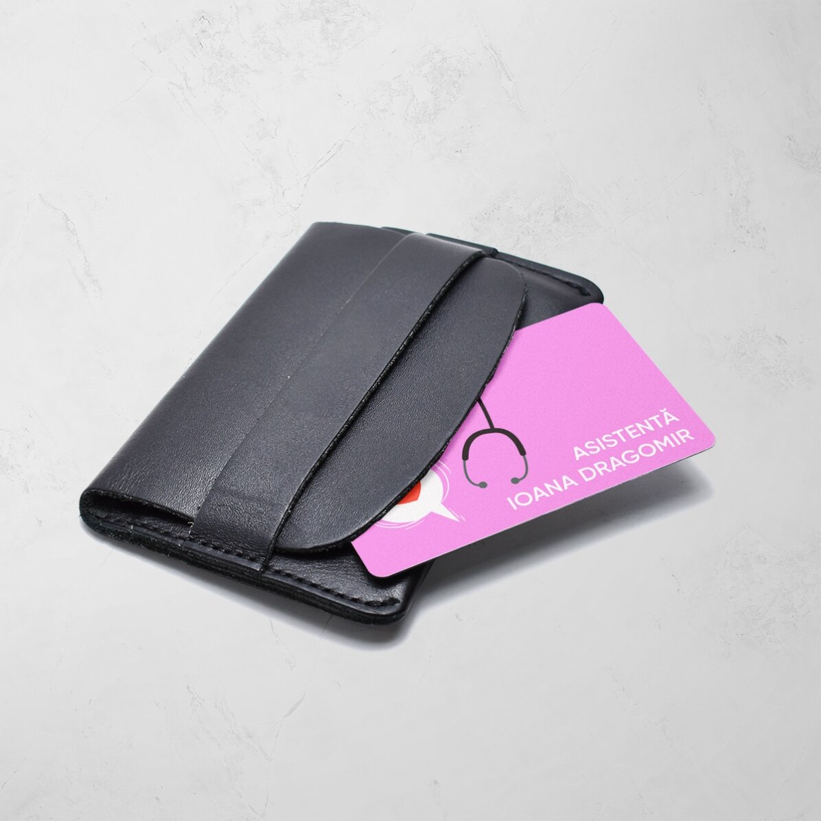 Card aluminiu personalizat față-verso cu mesaj pentru doctor/ asistent medical