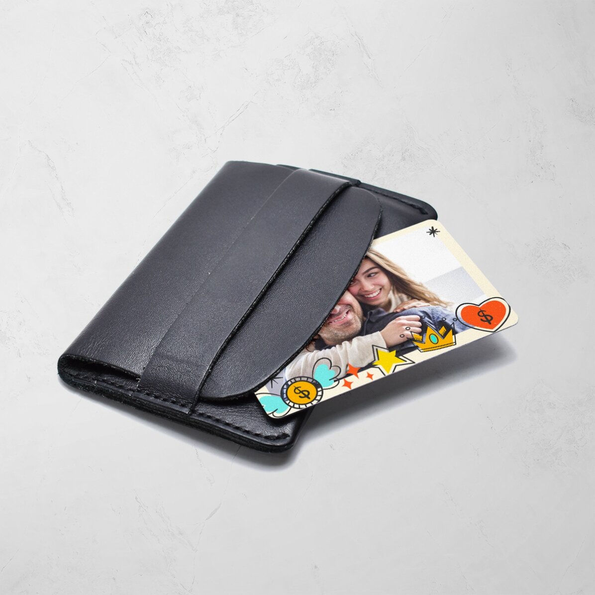 Card aluminiu personalizat față-verso cu mesaj și o fotografie - Bank