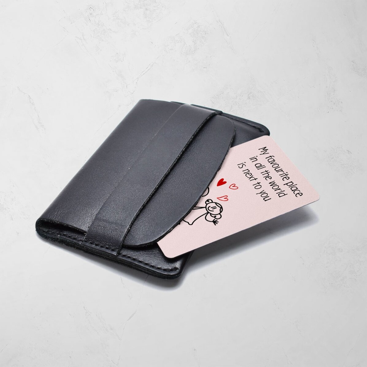 Card aluminiu personalizat față-verso cu mesaj și o fotografie