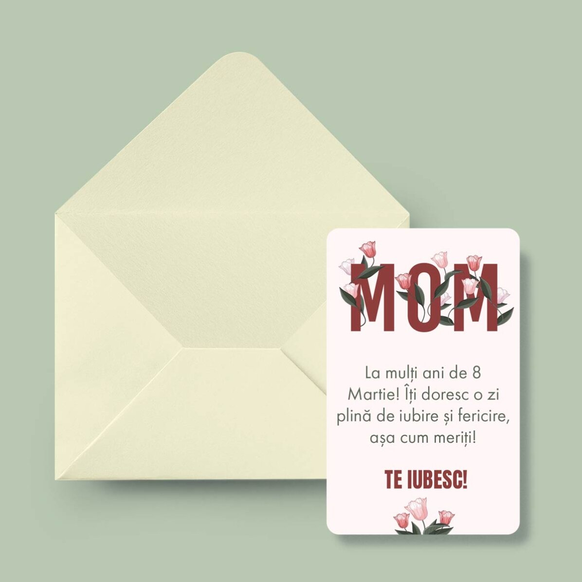 Card aluminiu personalizat față-verso cu mesaj și o poză - Mama