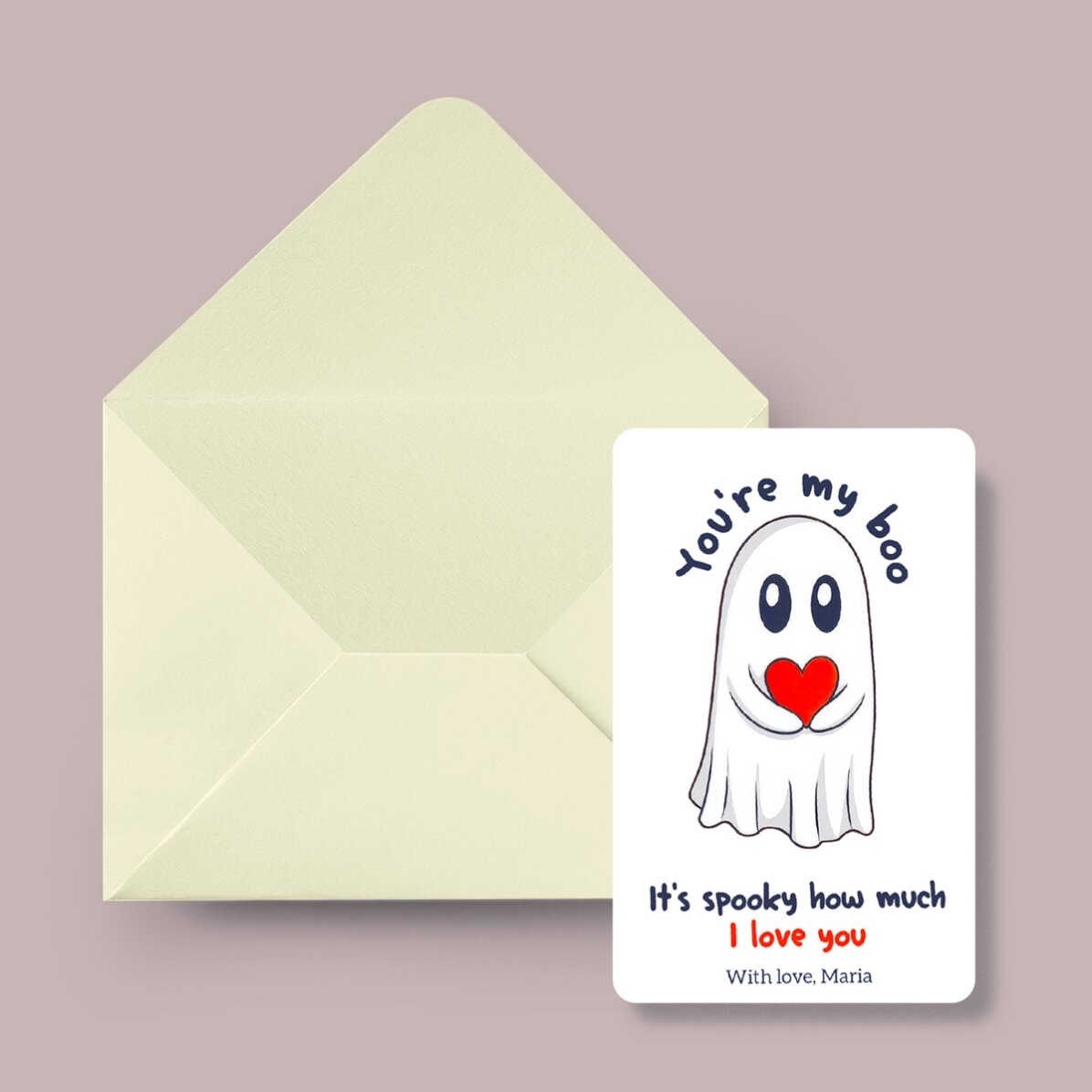 Card aluminiu personalizat față-verso cu mesaj și o poză - My Boo
