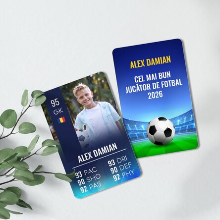 Card aluminiu personalizat față-verso cu mesaj și poză - FIFA