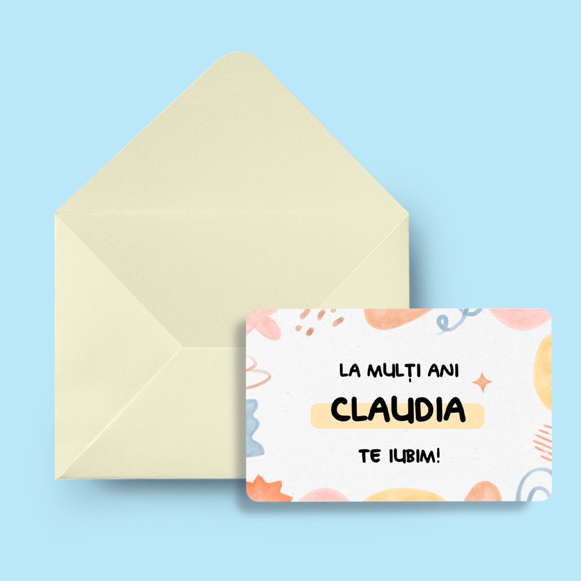 Card aluminiu personalizat față-verso cu mesaj și poză - Zi de naștere