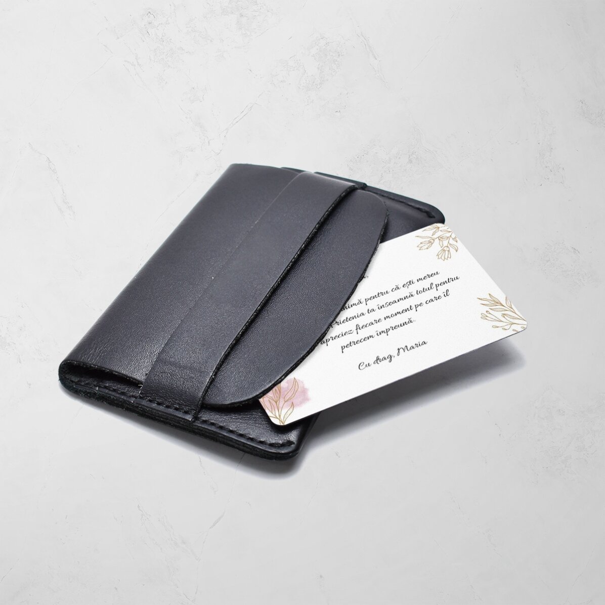 Card aluminiu personalizat față-verso cu mesaj - Thank you