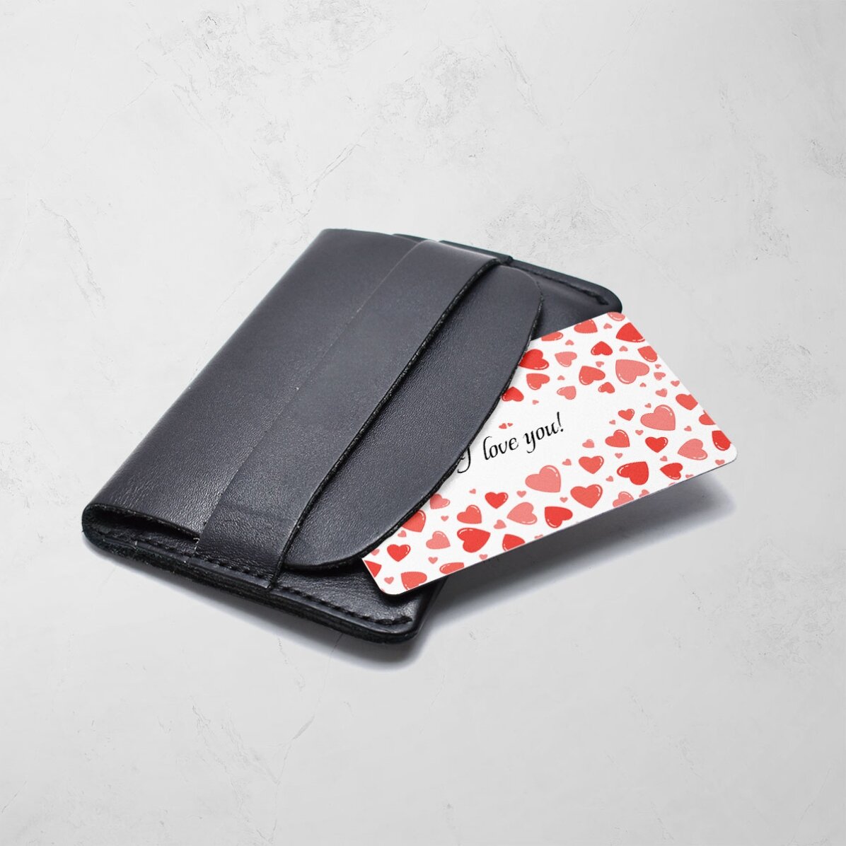 Card aluminiu personalizat față-verso cu o poză și text - Hearts